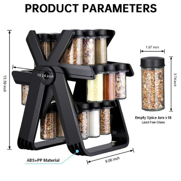 18 Jar Rotating Spice Rack  -  Smart • Stylish • Space Saving