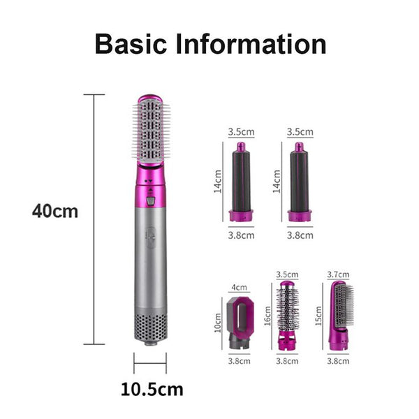 5-in-1 Hair multupurpose Brush -- 5 Interchangeable Styling Heads