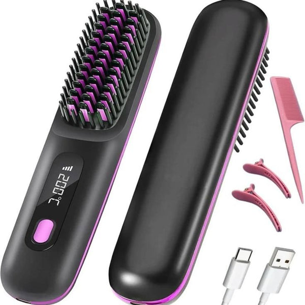 2 in 1 Cordless Hair Straightener Brush