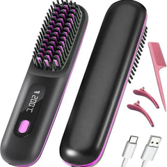 2 in 1 Cordless Hair Straightener Brush