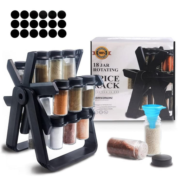 18 Jar Rotating Spice Rack  -  Smart • Stylish • Space Saving