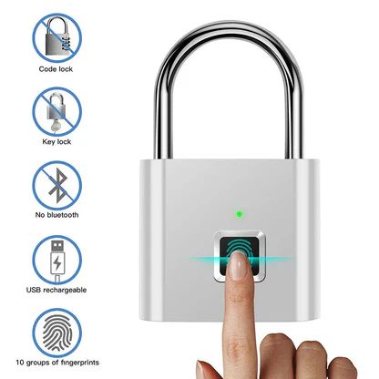 Smart Fingerprint Padlock   (BLACK)