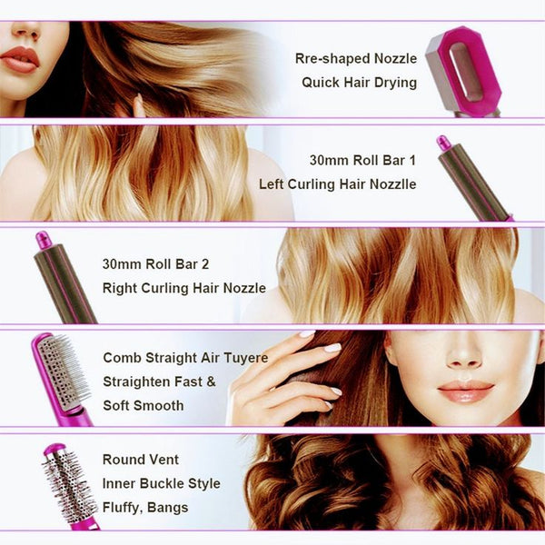 5-in-1 Hair multupurpose Brush -- 5 Interchangeable Styling Heads